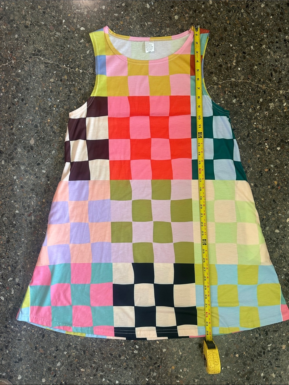 Colorblock Checkerboard Sleeveless Dress - Multicolor